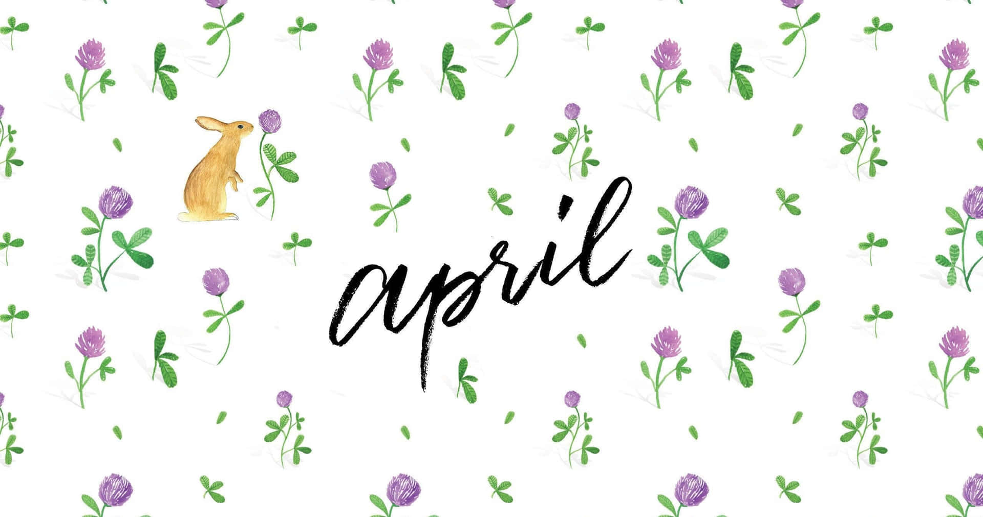April Bunny Floral Pattern Wallpaper