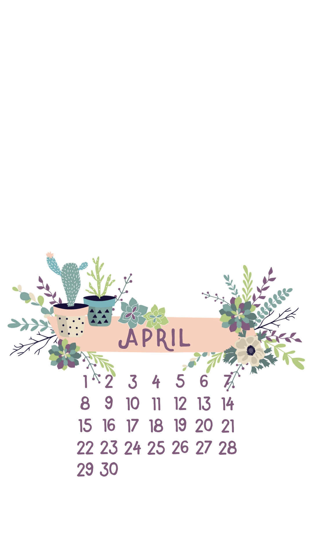 April Calendar Floral Design Wallpaper