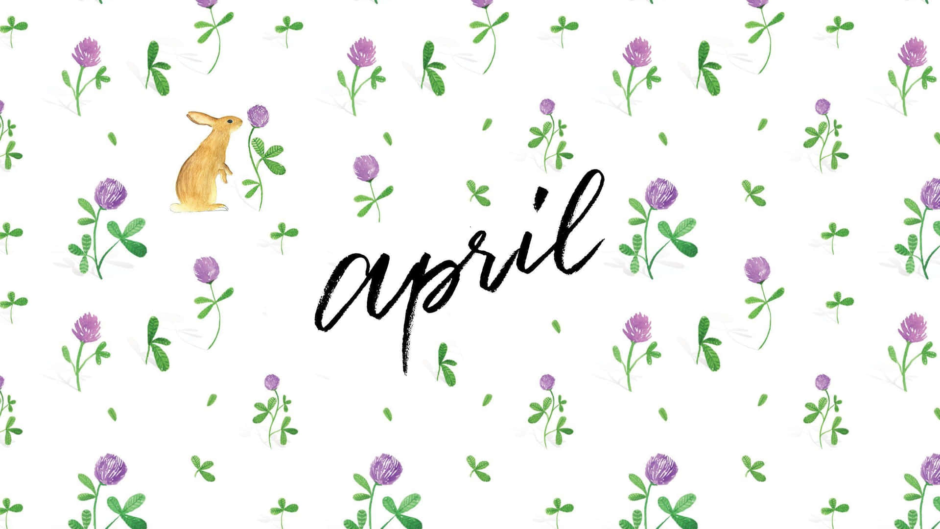 April Desktop Wallpaperwith Flowersand Rabbit Wallpaper