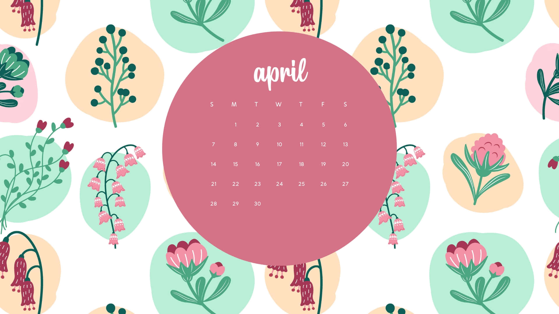 April Floral Calendar Design Wallpaper