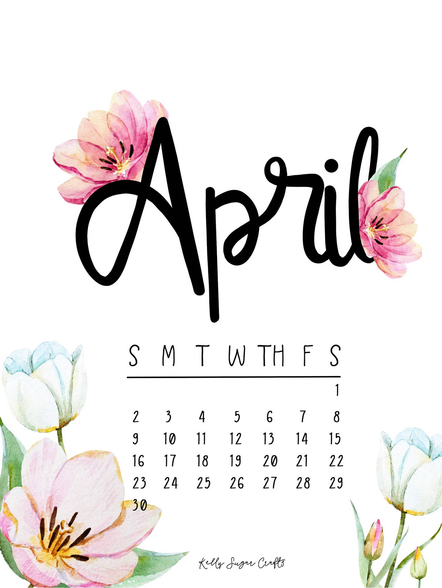 A spring reminder – April floral calendar! Wallpaper
