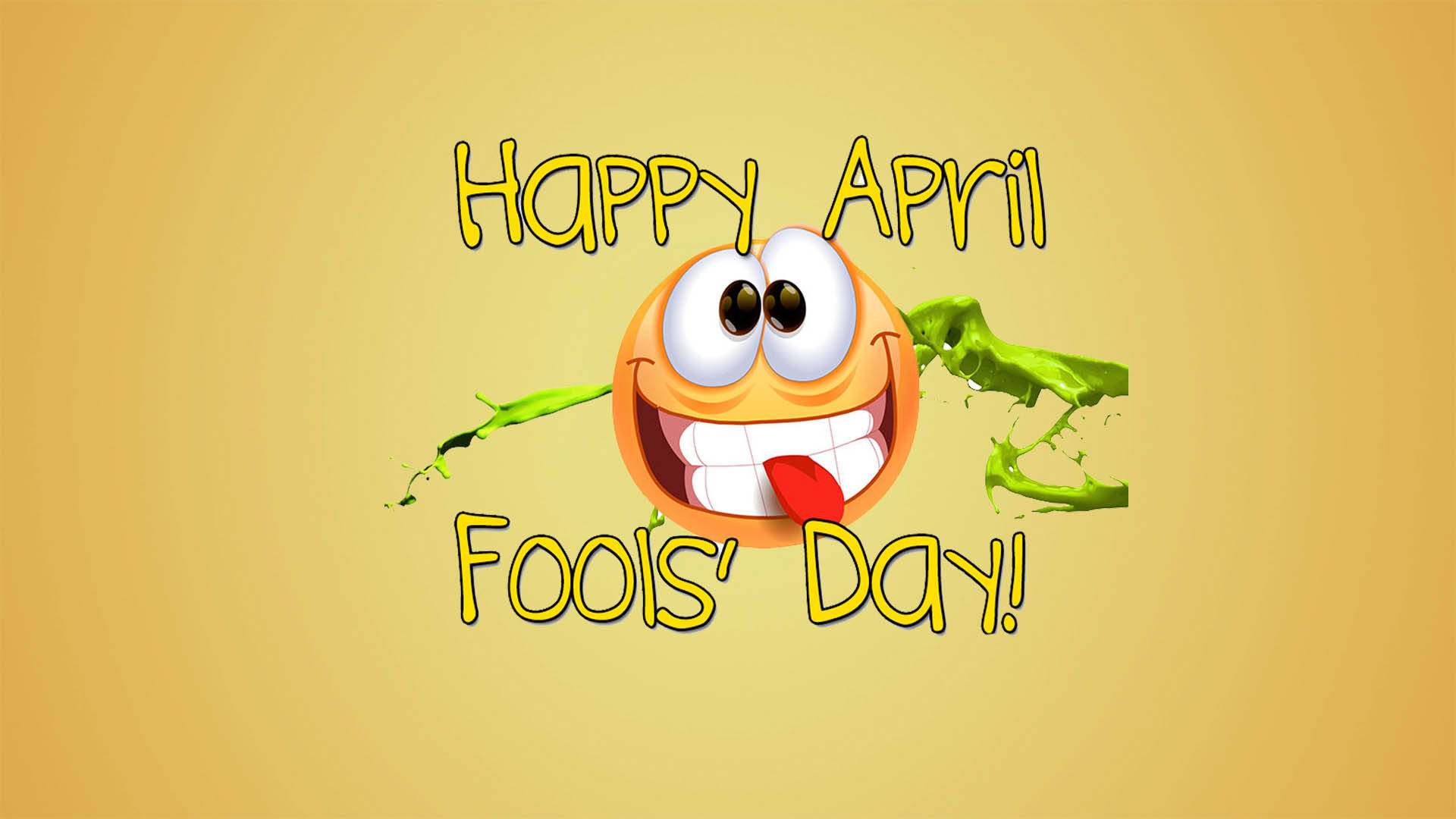 Cheeky Smiley Emoticon Enjoying April Fools' Day with Slime Pranks Wallpaper
