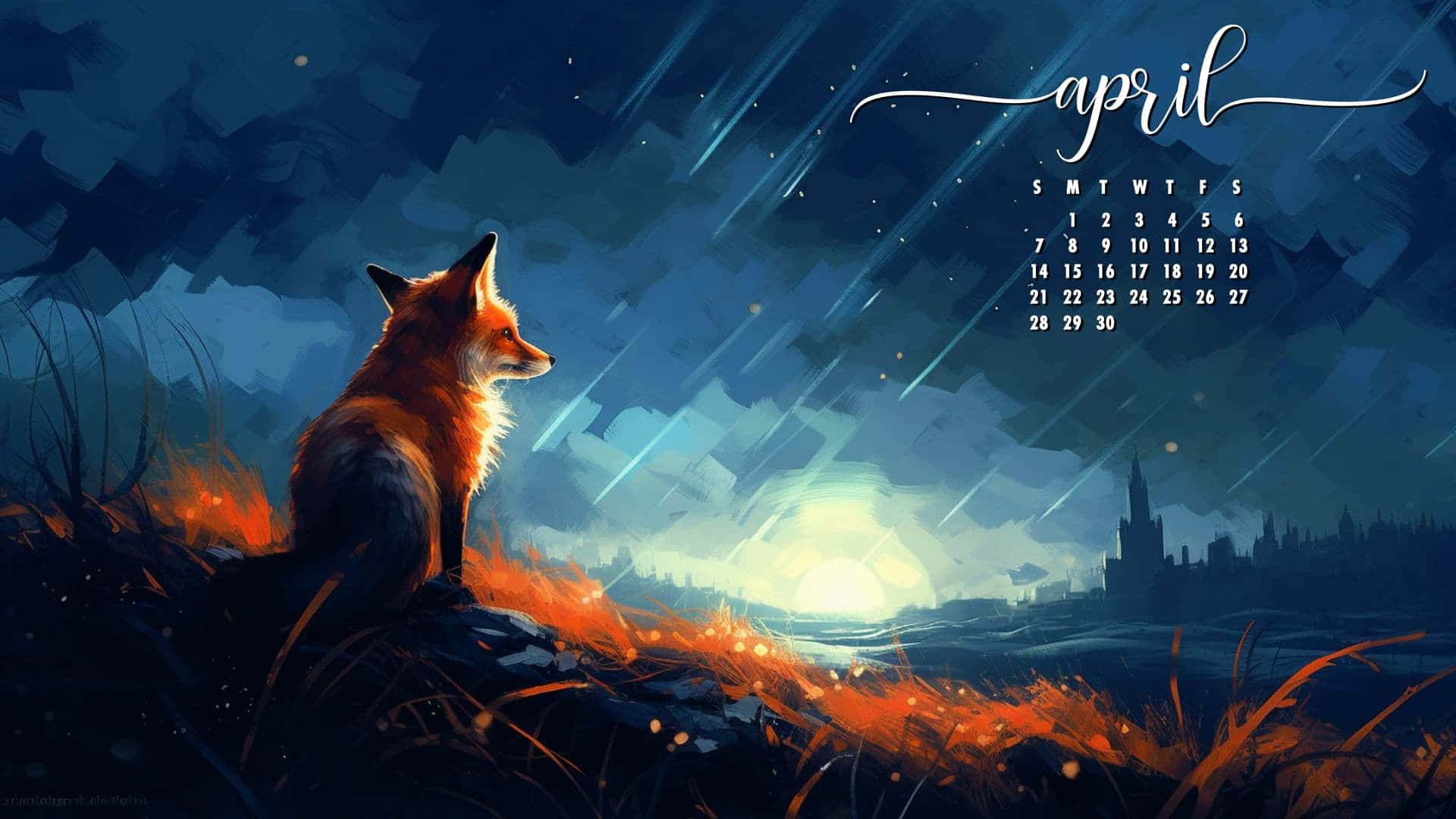 April Fox Calendar Artwork Wallpaper