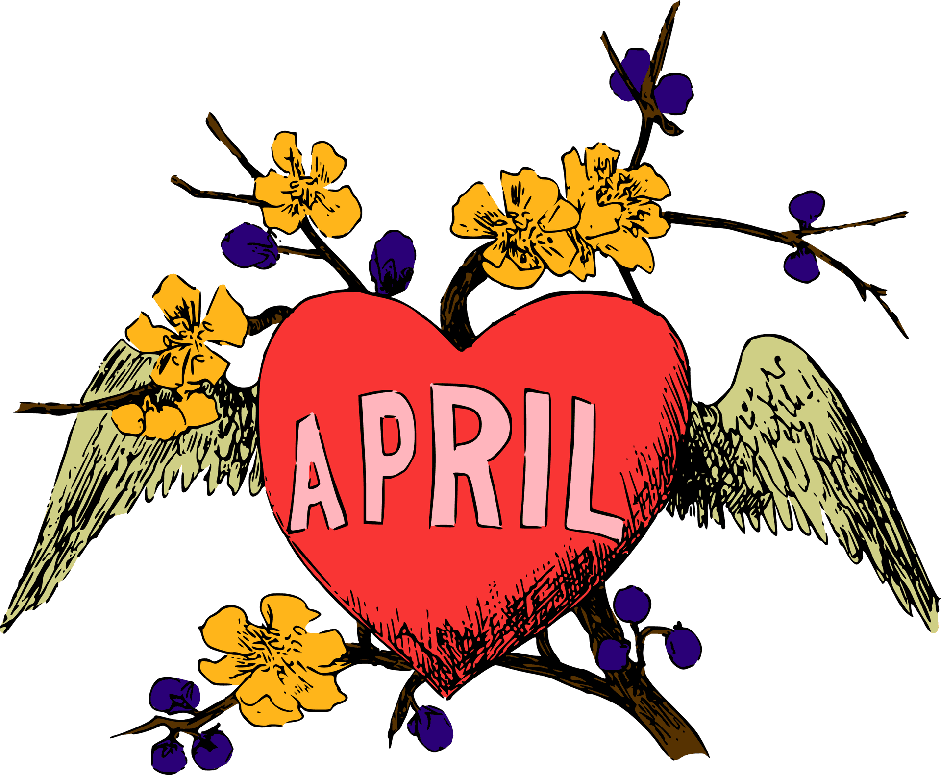 April Heartand Hummingbirds PNG