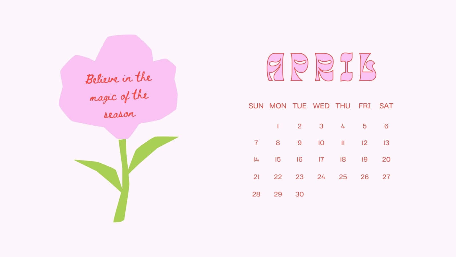 April Magic Season Calendar Wallpaper