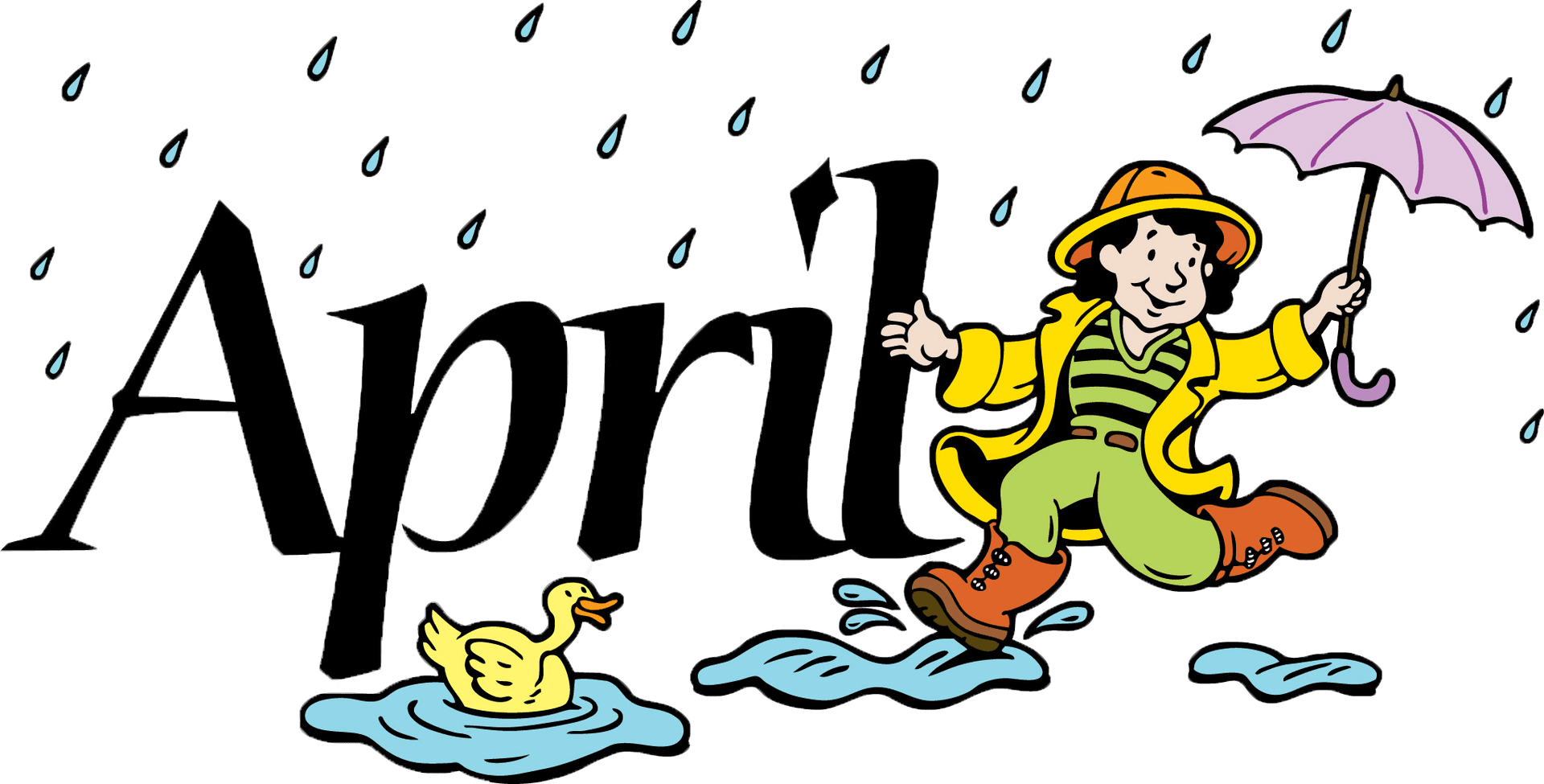 April Showers Cartoon Illustration PNG