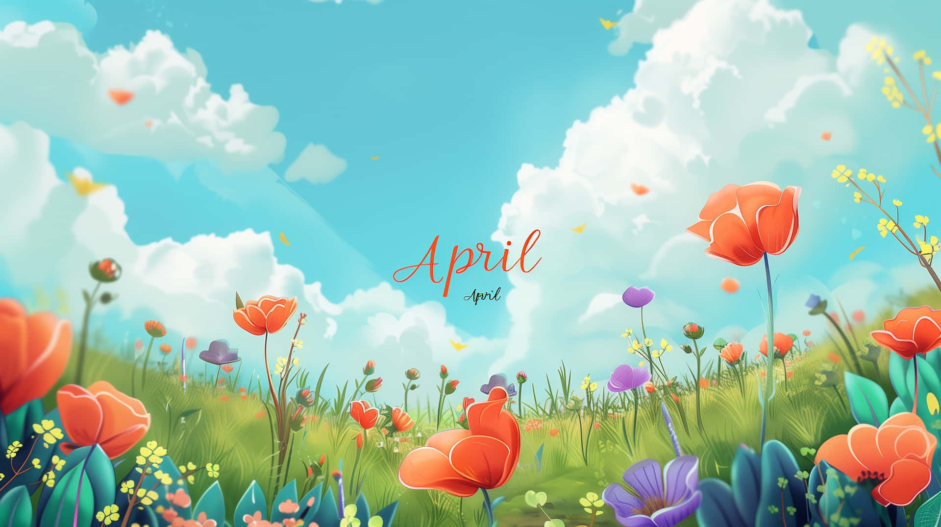April Springtime Floral Desktop Wallpaper Wallpaper