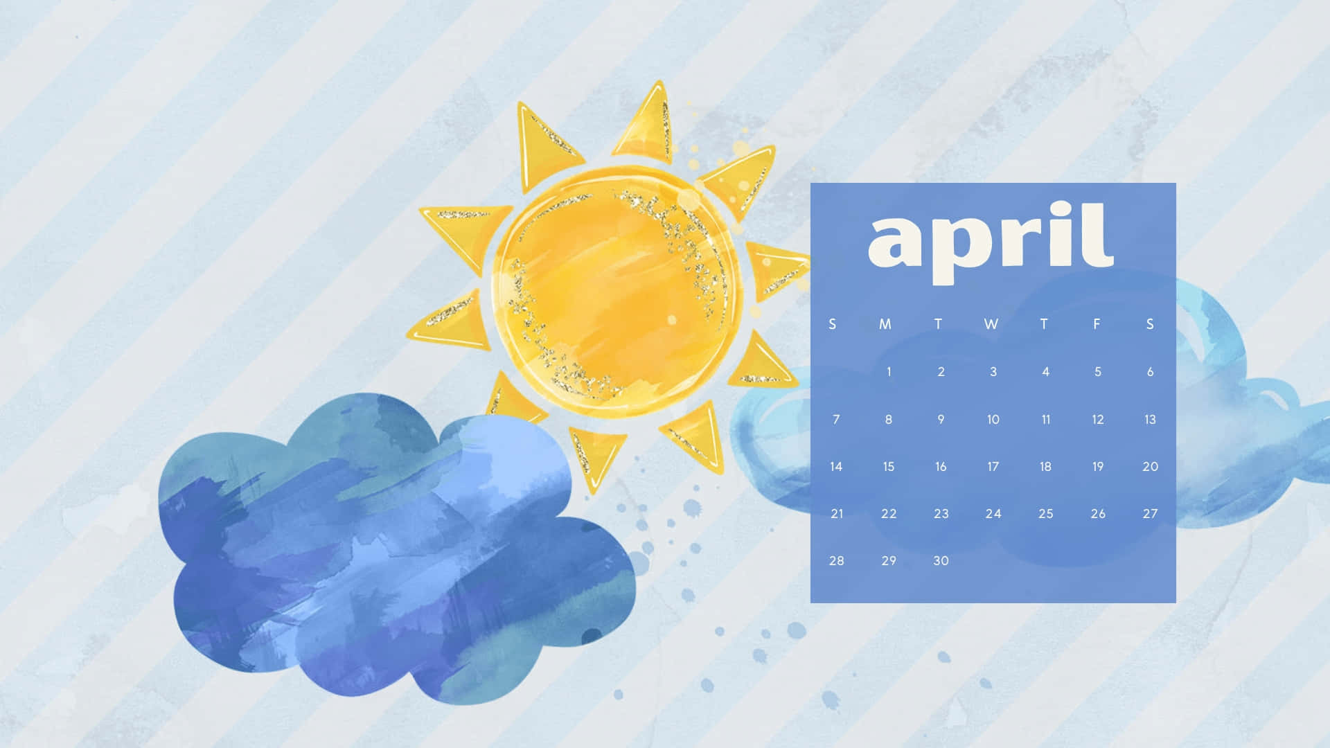 April Sun Clouds Calendar Illustration Wallpaper