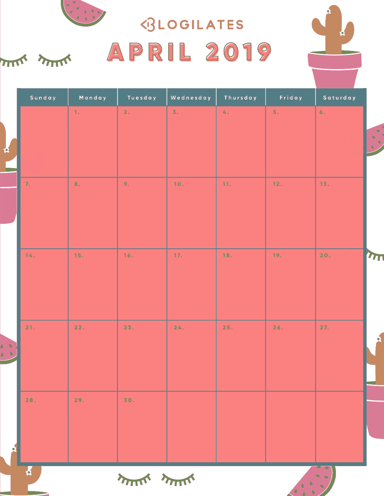 April2019 Calendar Illustration PNG