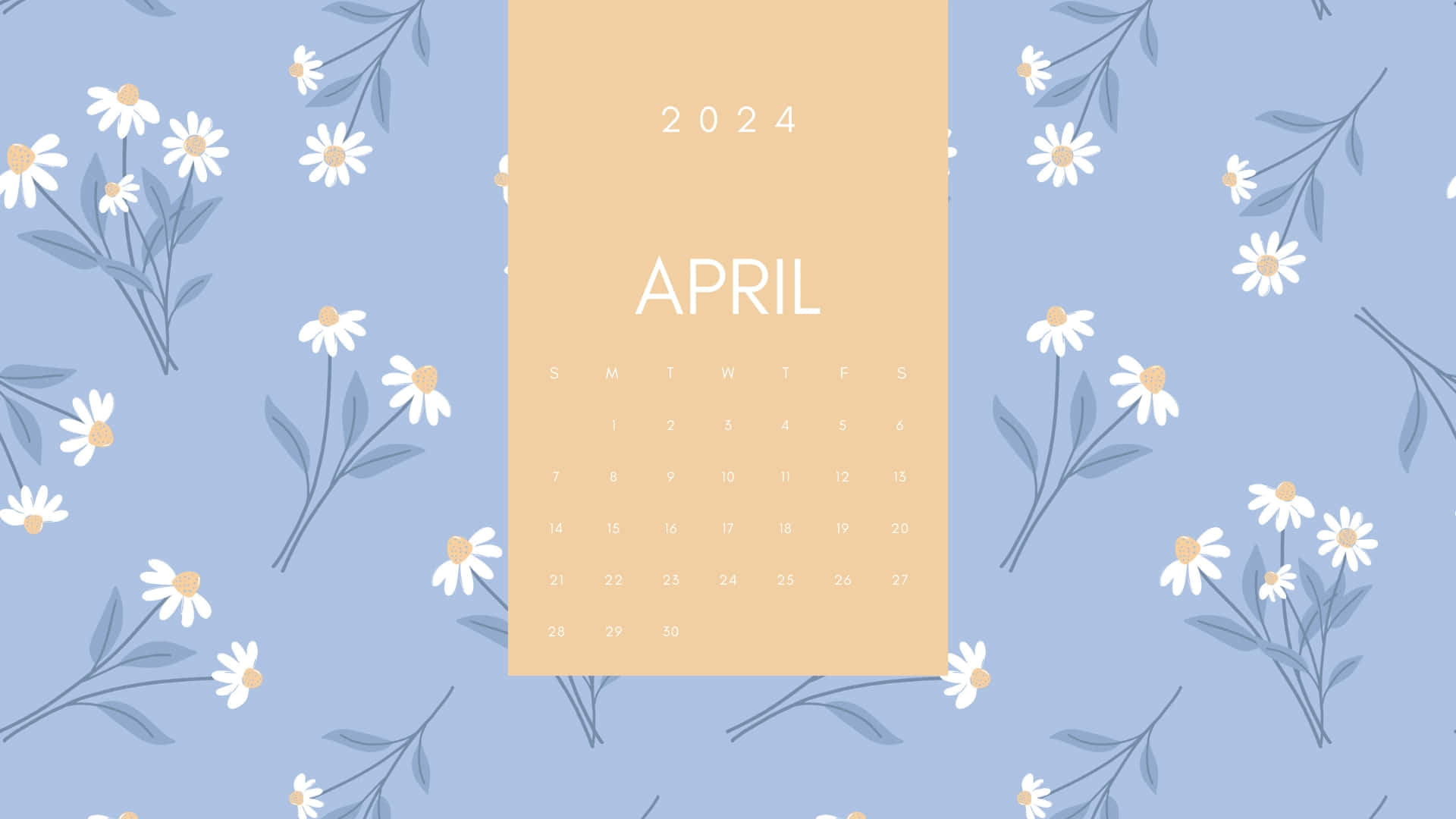 April2024 Calendar Floral Design Wallpaper