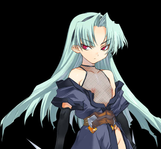 Aqua Haired Anime Character PNG