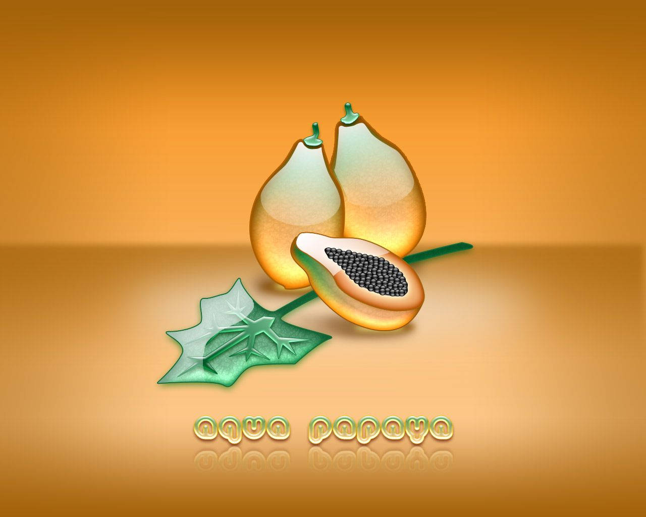 Aqua Papaya Fruits 3d Graphic Art Wallpaper