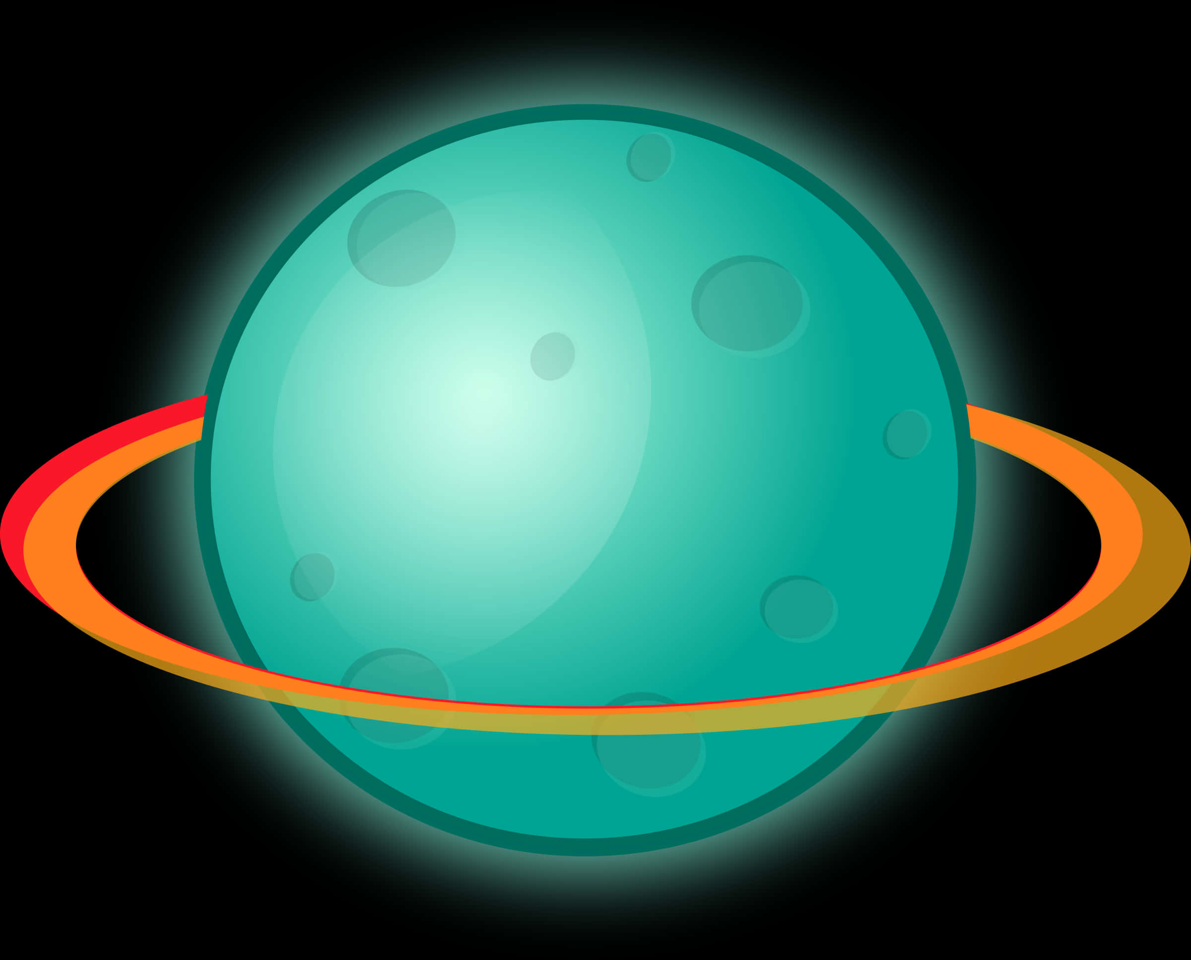Aqua Planetwith Glowing Rings PNG