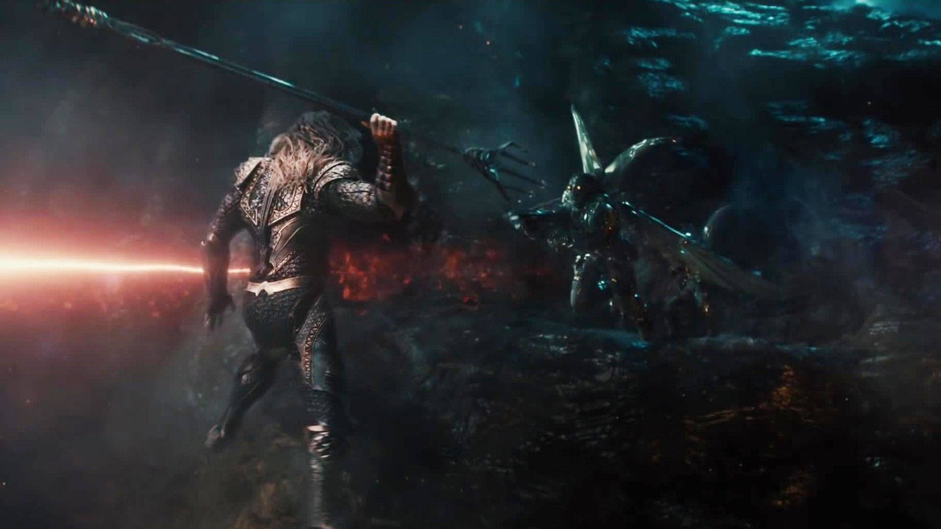 Aquaman going on an underwater adventure to battle Parademons in pursuit of peace and justice Wallpaper