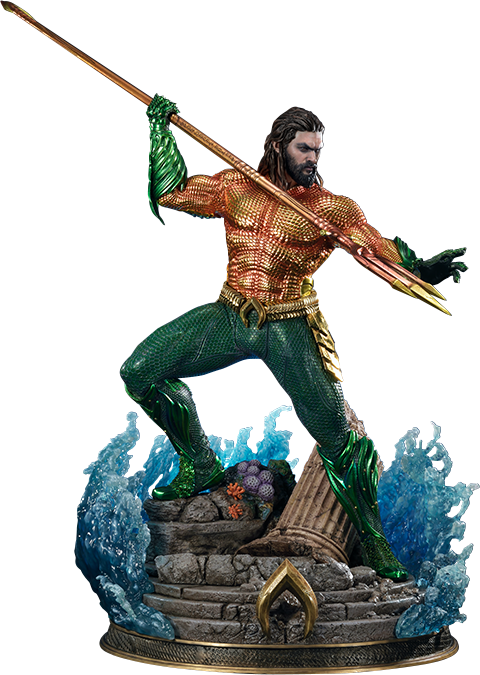 Aquaman Statue Action Pose PNG