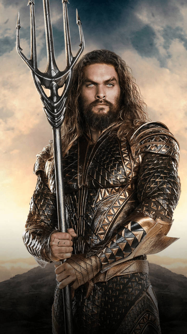 Aquaman With A Trident Background
