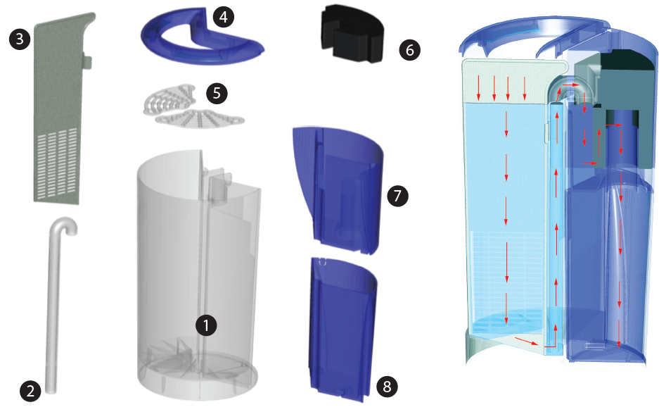 Aquarium Filter Exploded View Diagram PNG