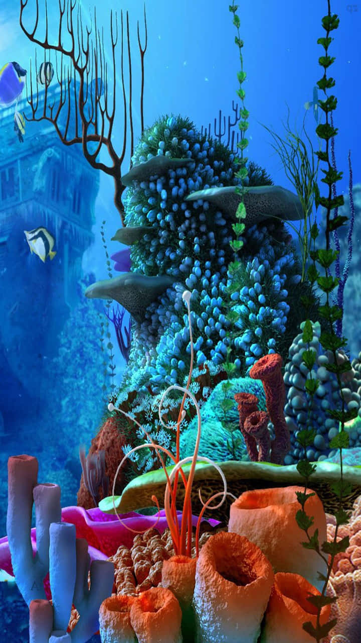 Dyk ned i verden af farver med Akvarie Iphone Baggrund. Wallpaper