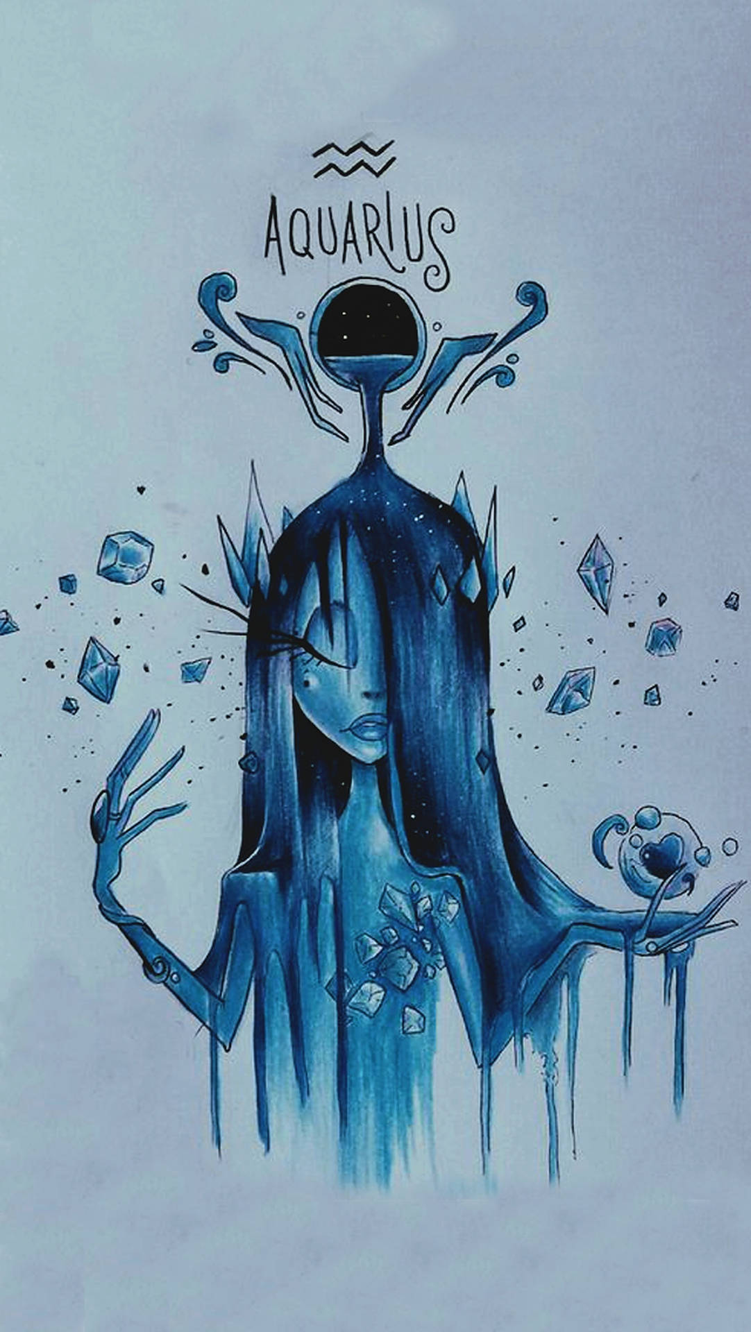 Aquarius Zodiac Blue Lady Wallpaper