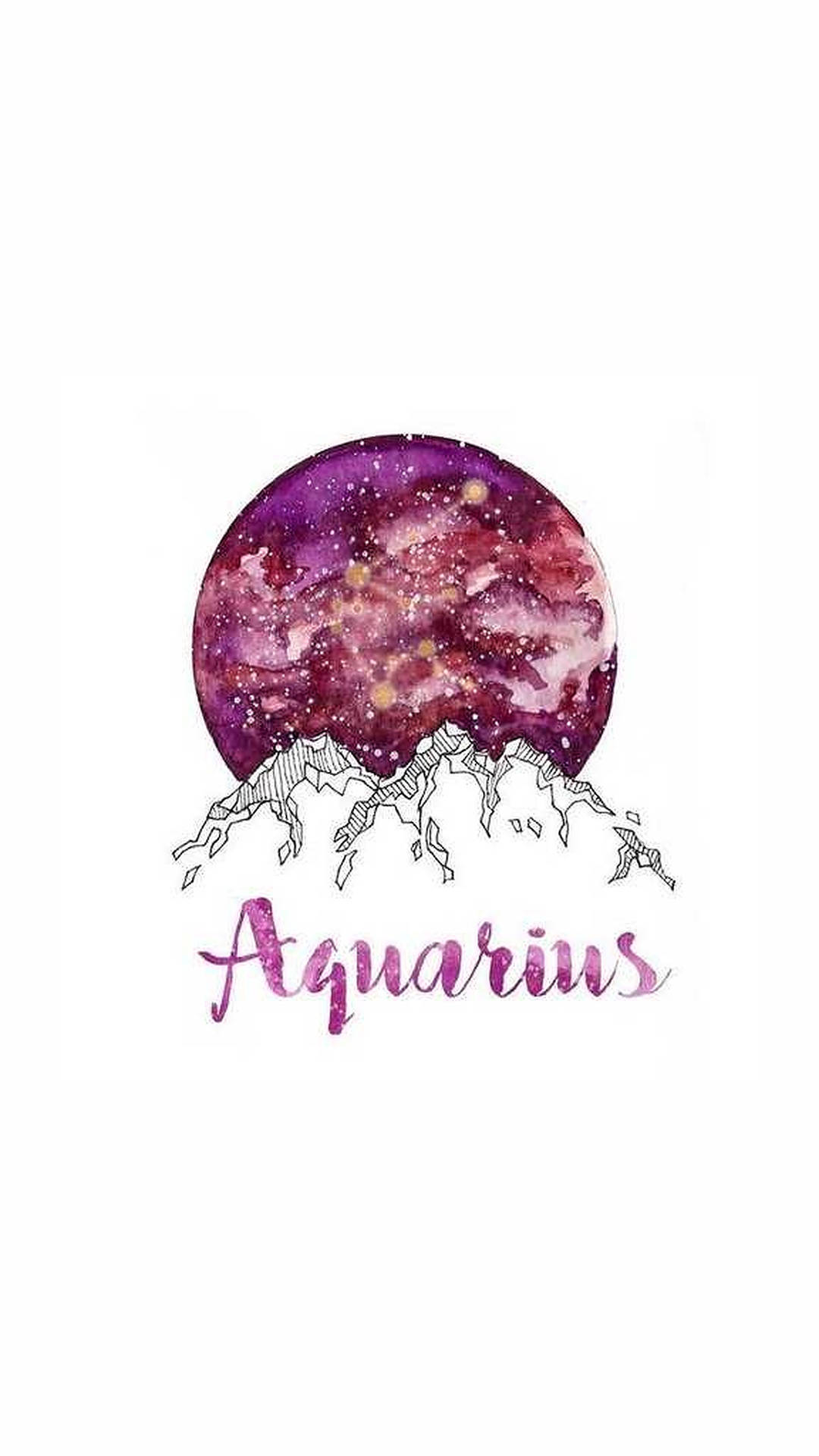 Aquarius Zodiac In Magenta Wallpaper