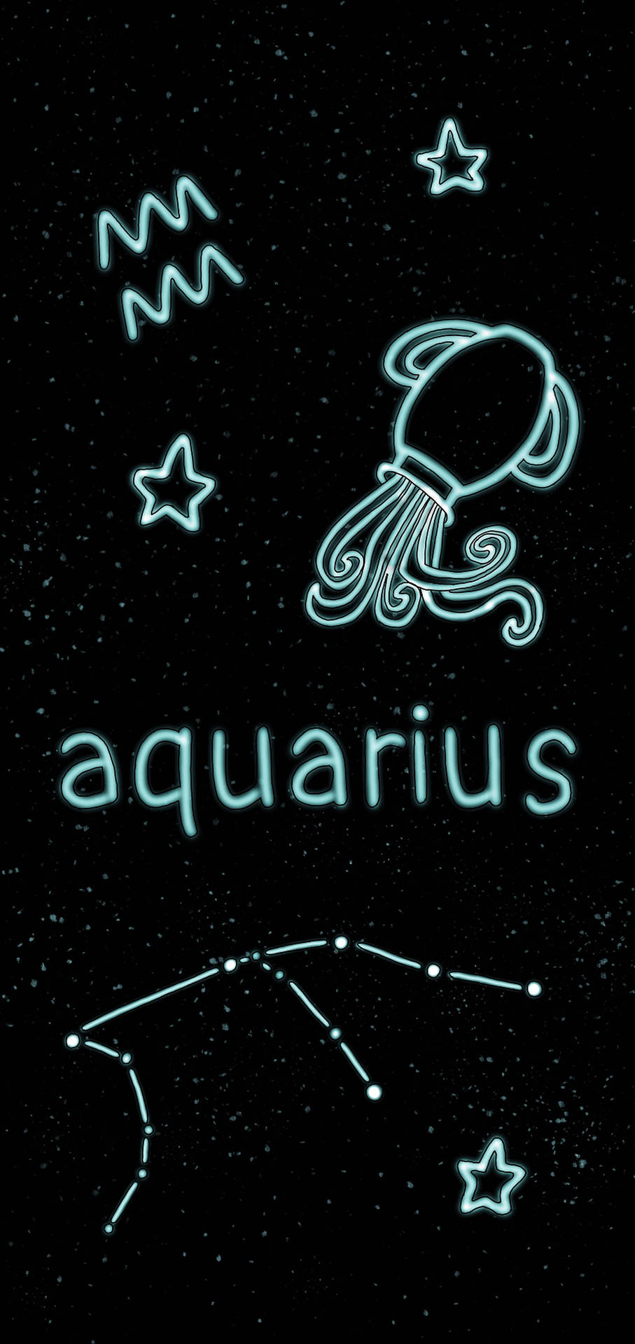 Aquarius Zodiac Neon Lights Wallpaper