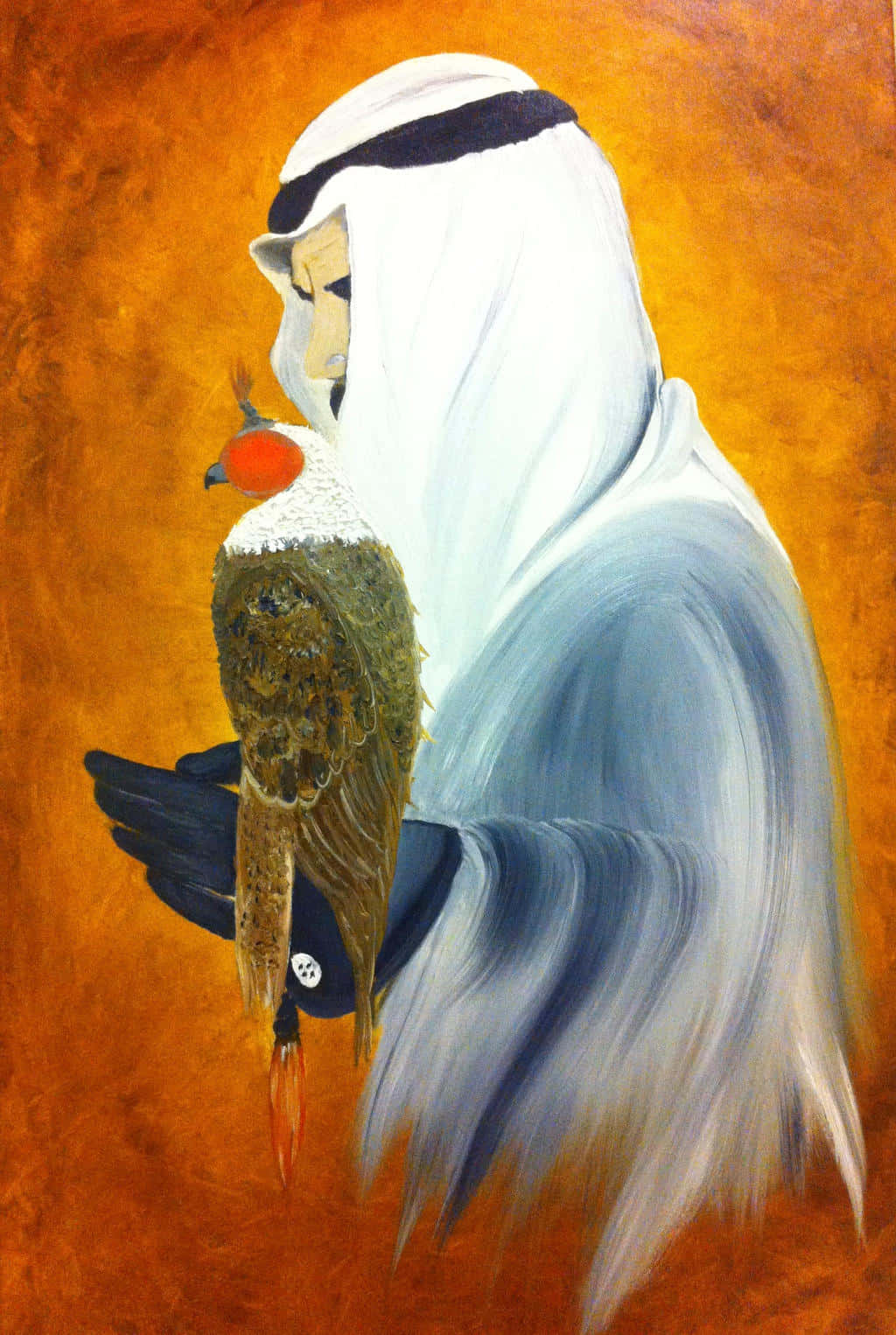 Arab Man With Bird Painting Wallpaper