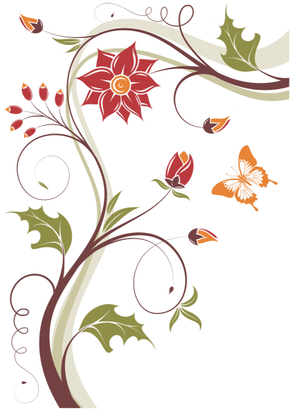 Arabesque Floral Butterfly Design PNG