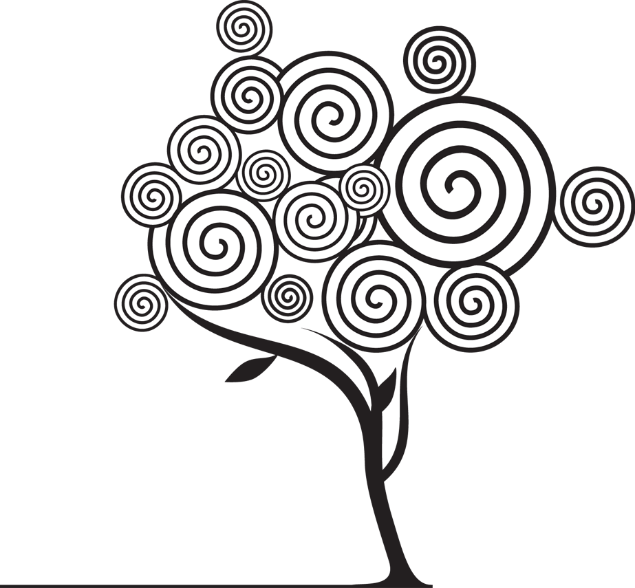 Arabesque Spiral Tree Graphic PNG
