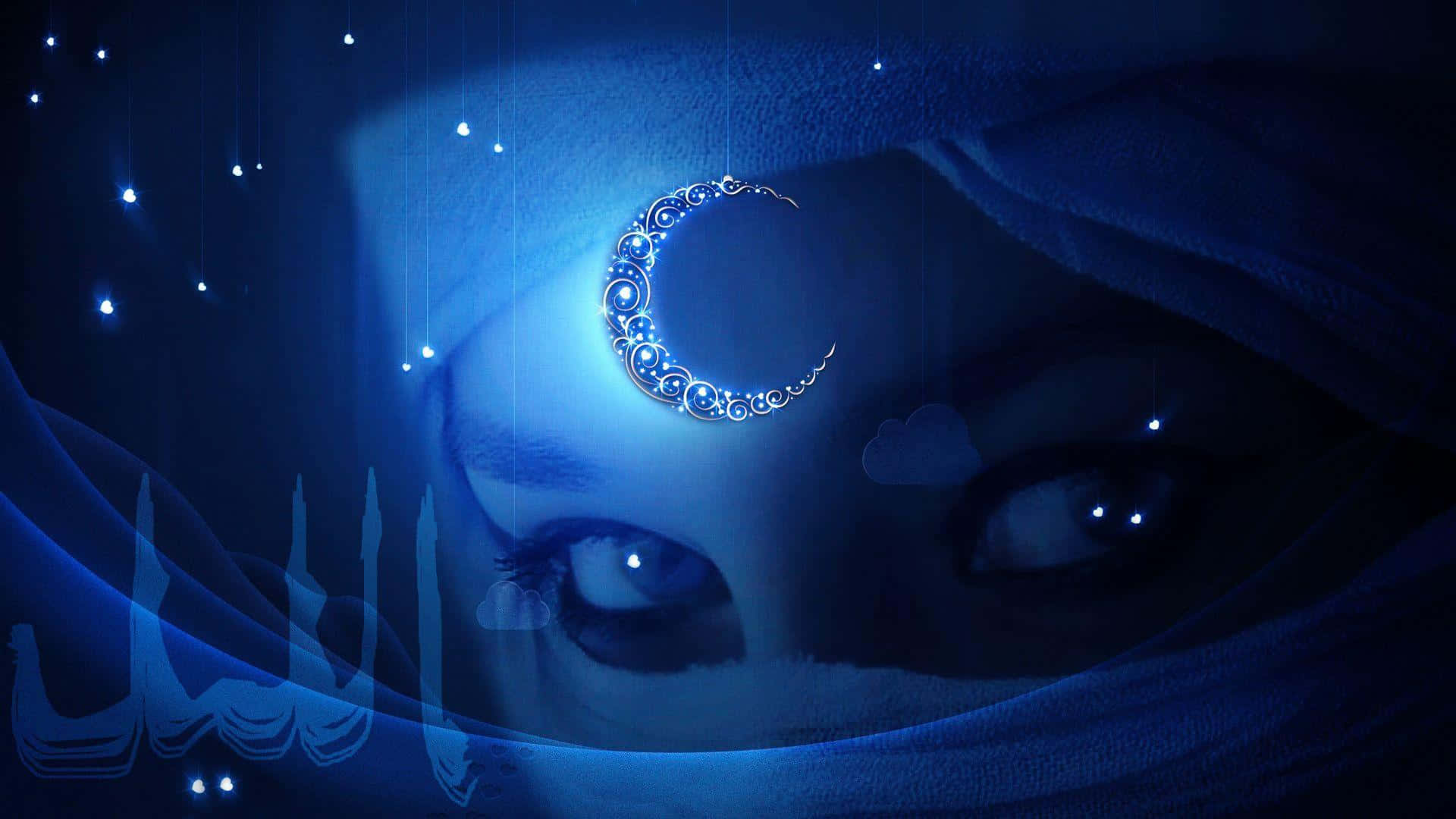 A Woman With A Crescent Moon And Stars On Her Face Wallpaper