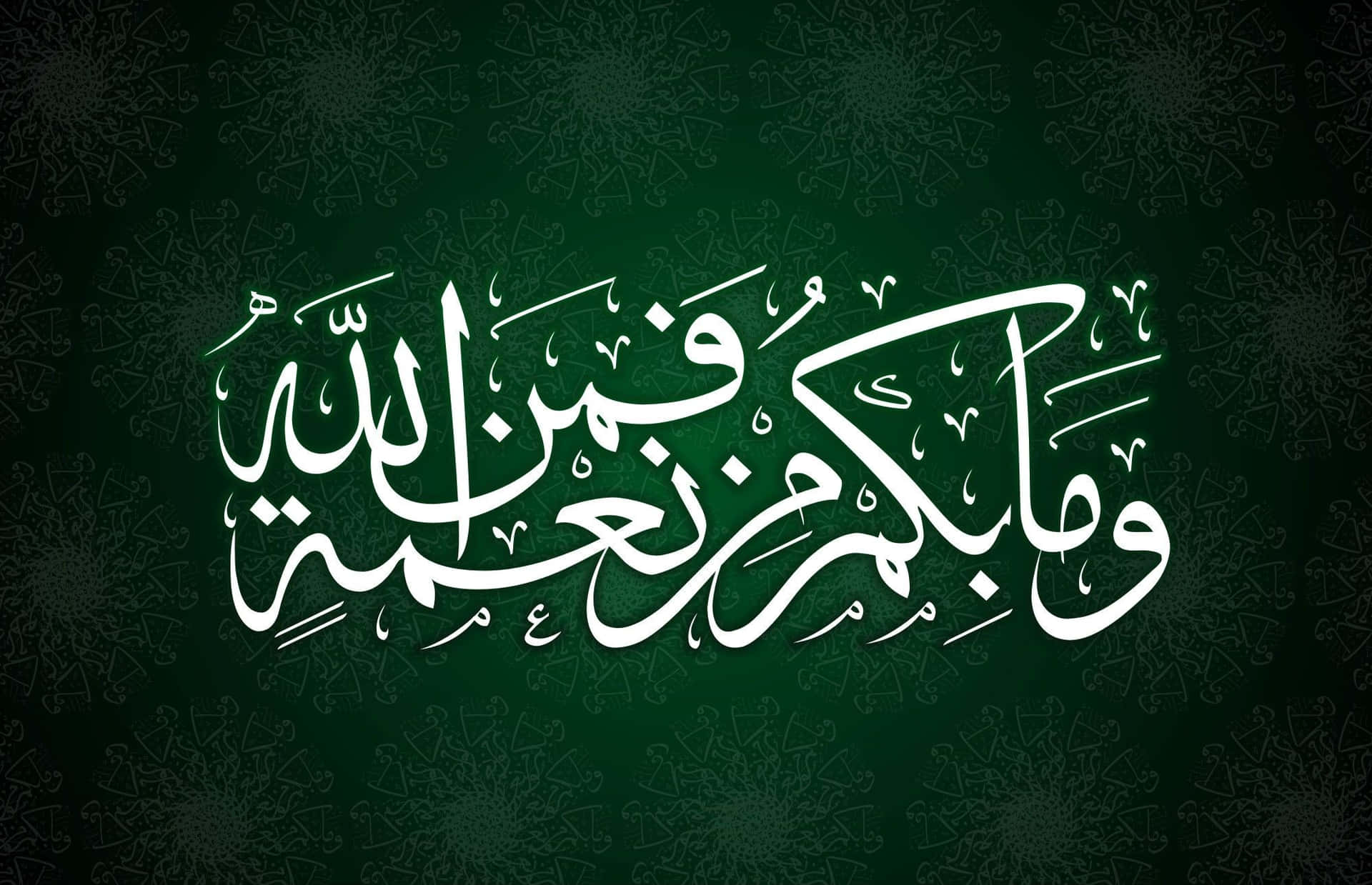 Islamic Calligraphy On A Green Background Wallpaper