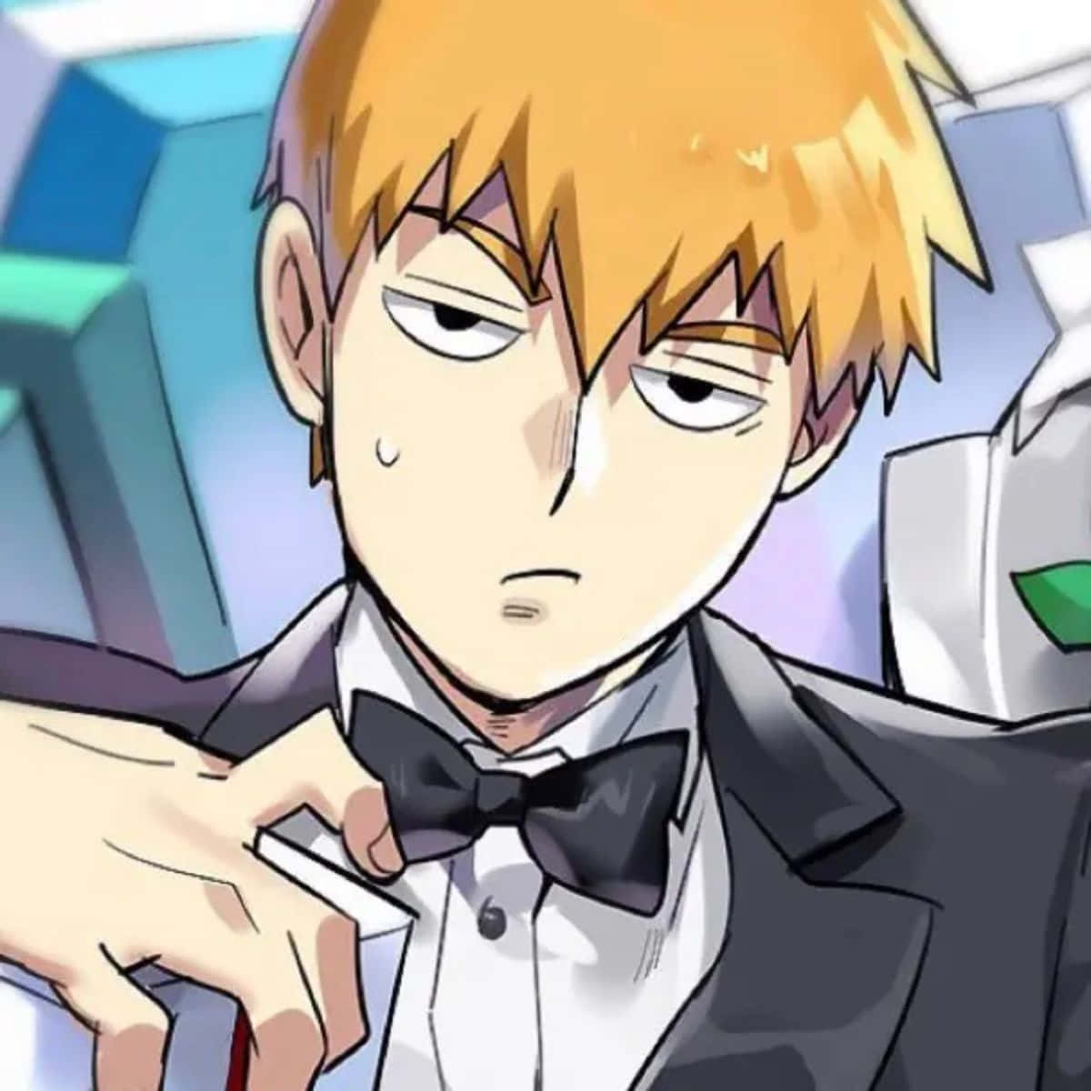 Arataka Reigen Die Zijn Psychische Krachten Toont In Een Moment Van Focus Achtergrond