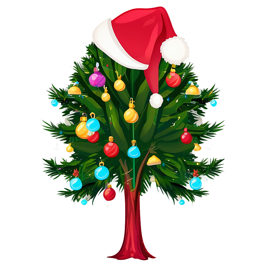 Arbol De Navidad With Santa Hat Png Xmk PNG