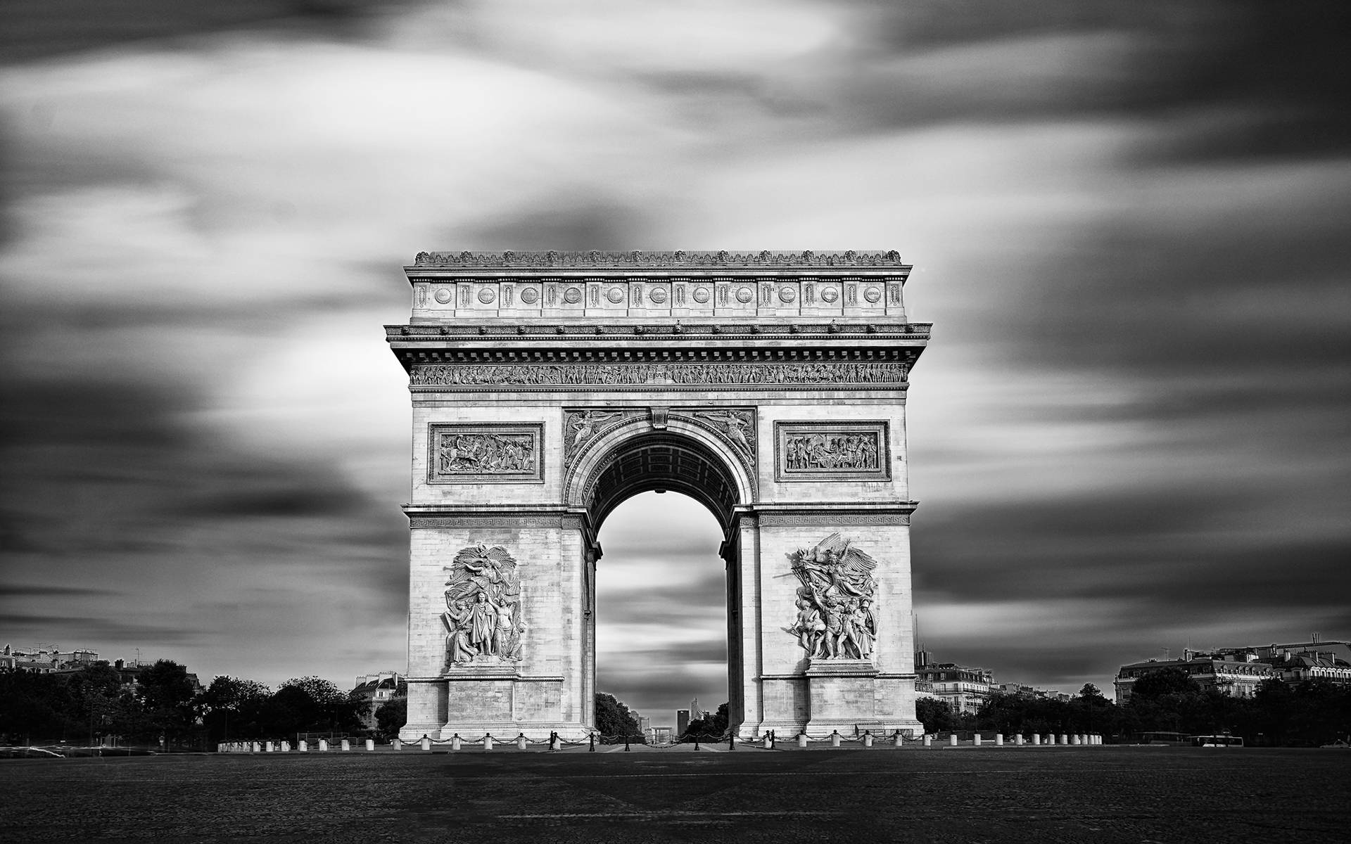 Arc De Triomphe Black And White Wallpaper