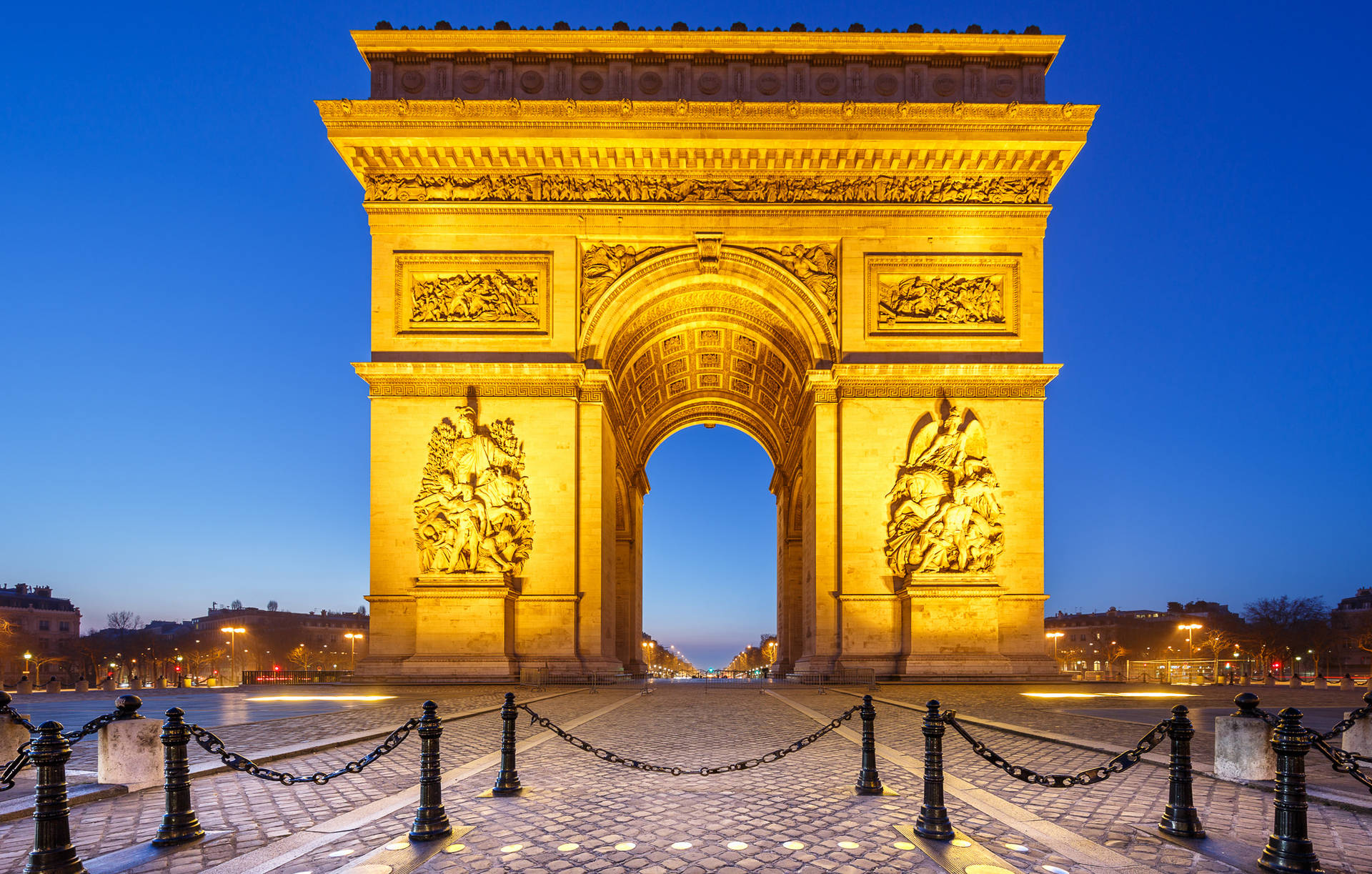 Arc De Triomphe Blue And Yellow Wallpaper