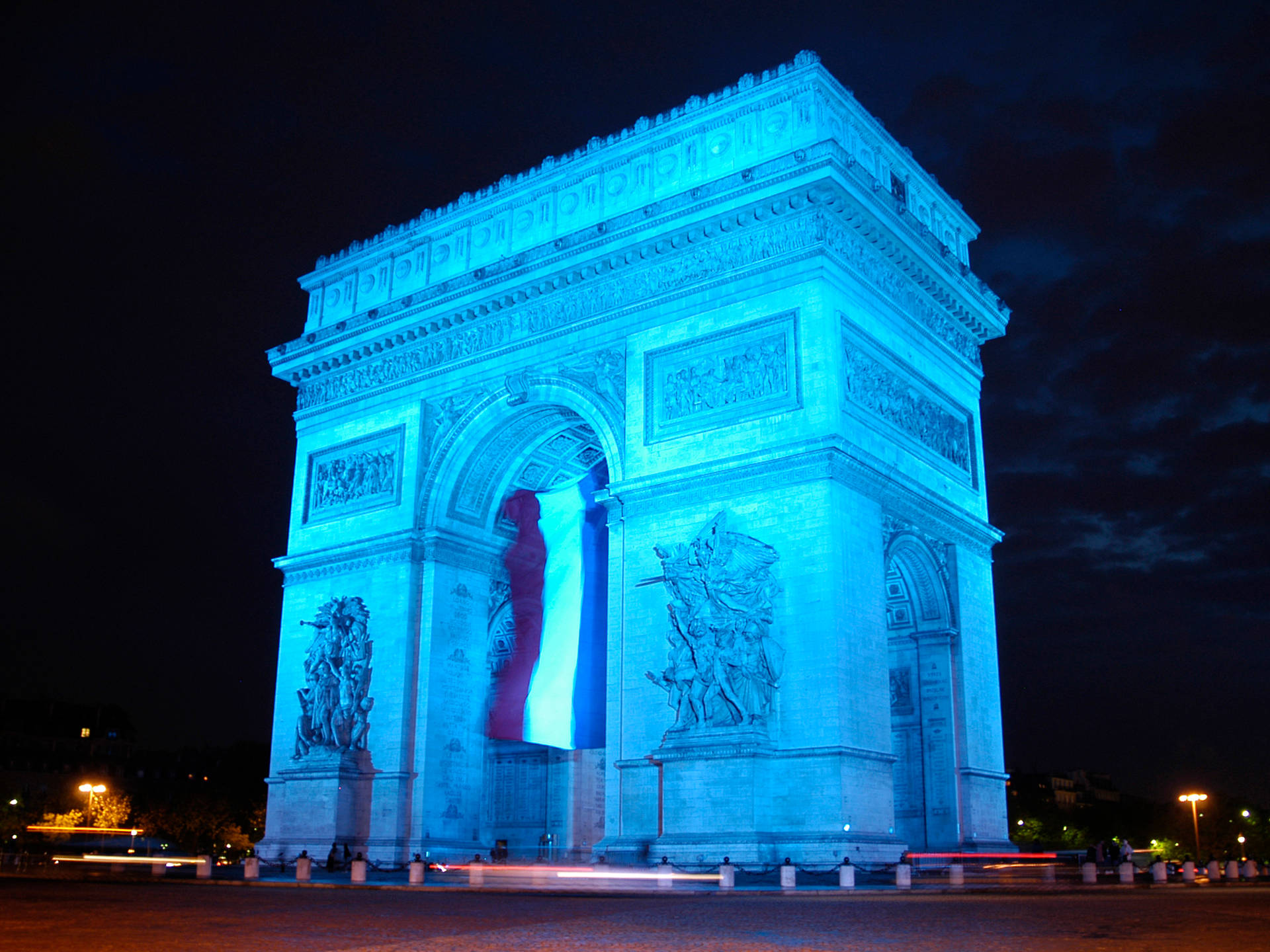 Arc De Triomphe Blue Lights Wallpaper