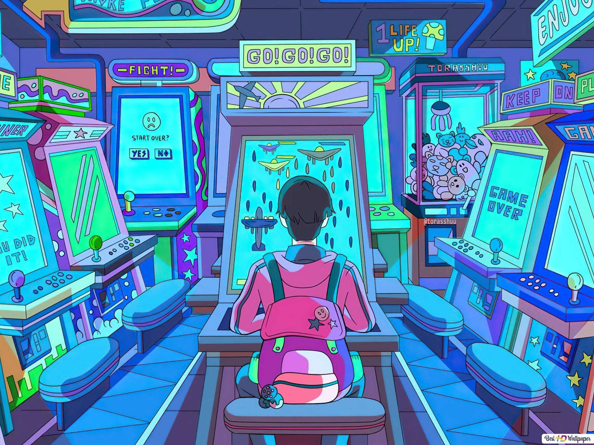 A Person Sitting In Front Of A Game Machine Wallpaper