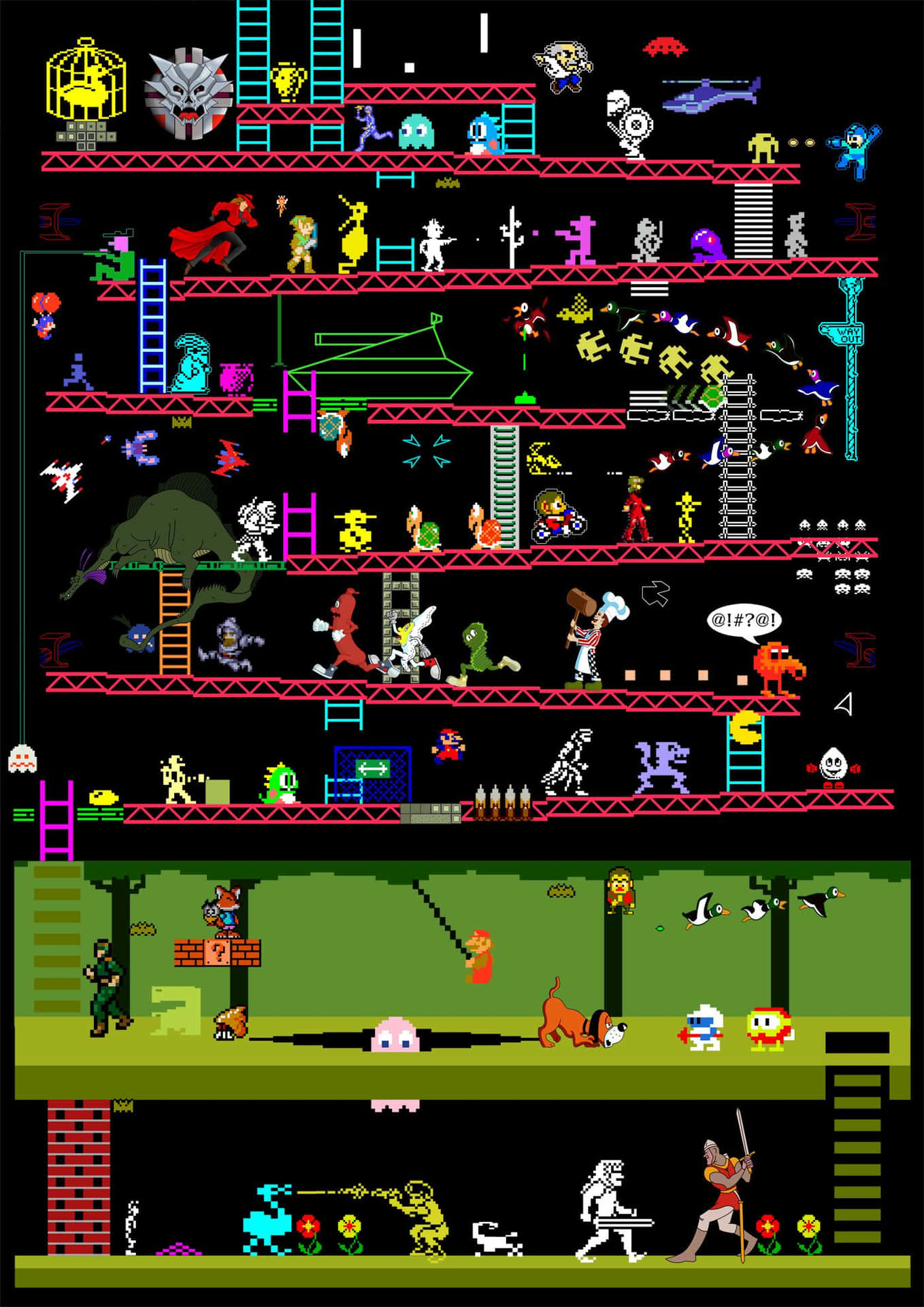Genießensie Eine Klassische 80er-jahre-arcade-halle Mit Retro Videospielen.