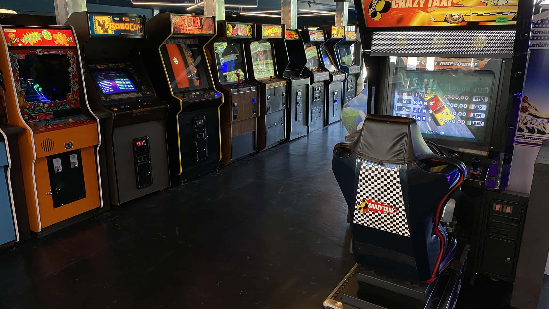 Vibrant Arcade Gaming Room Wallpaper