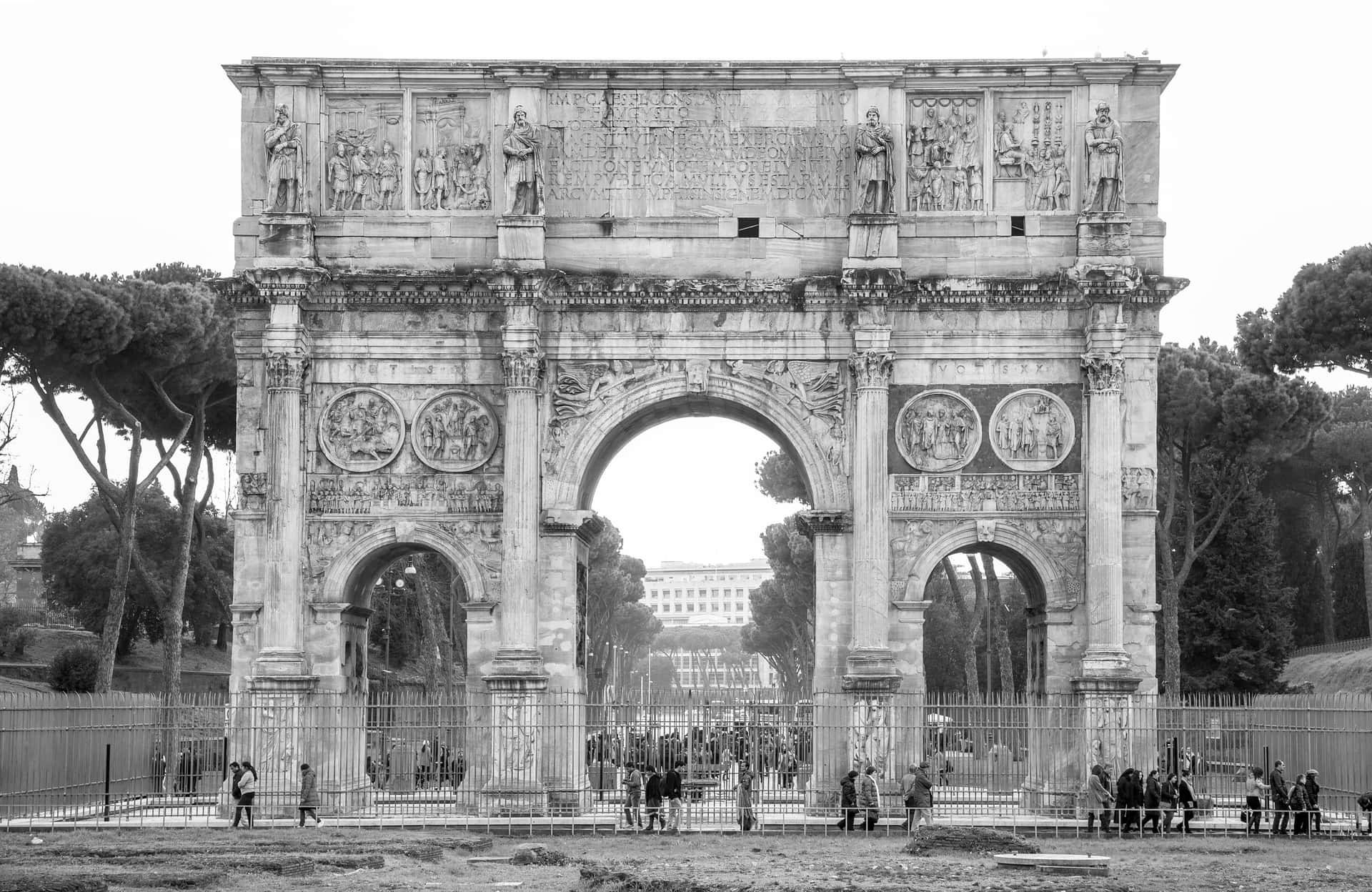 Arch Of Constantine Black And White Wallpaper