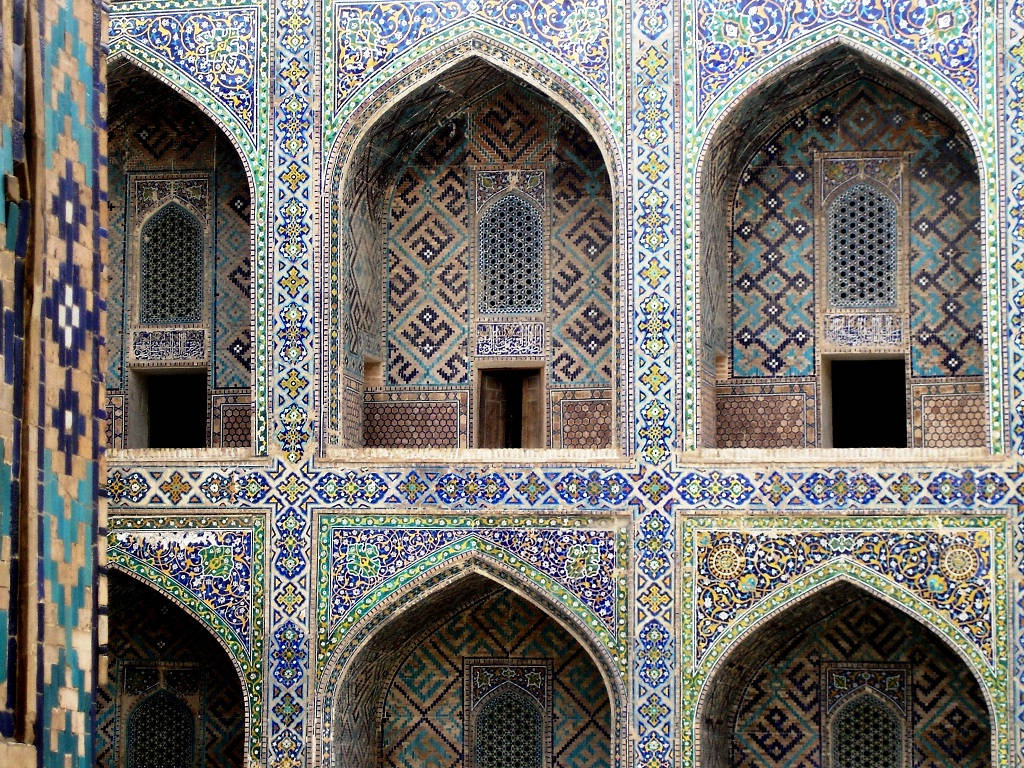 1. Ark vægge Sherdor Madrasah Samarkand Wallpaper