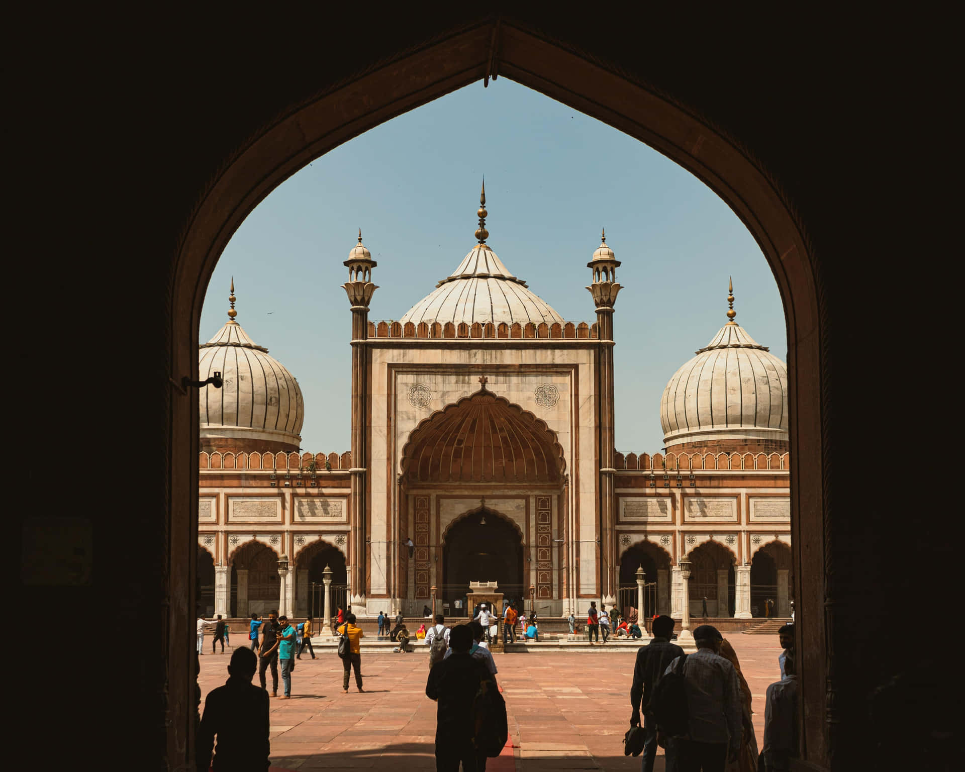 Arched_ View_of_ Masjid_ Complex Wallpaper