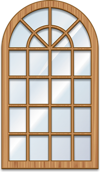 Arched Wooden Window Design PNG