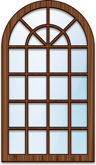 Arched Wooden Window Design PNG