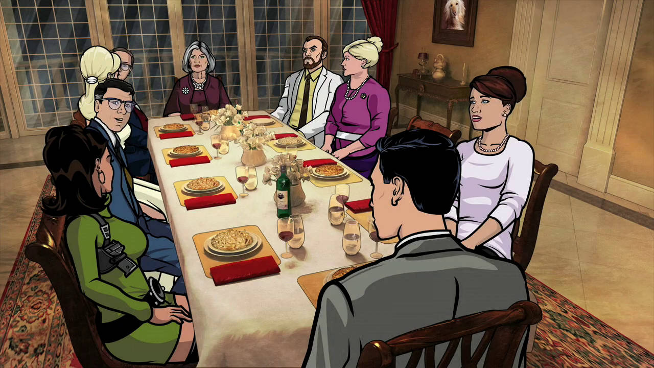 Archer Cast Members In Dinner Wallpaper