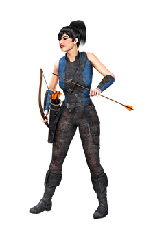 Archer Girl Character Render PNG
