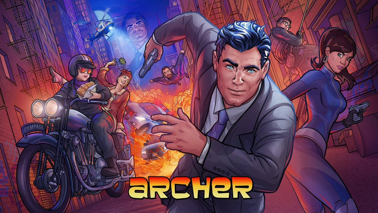 Caption: "Action-packed Season 13 Archer Poster" Wallpaper