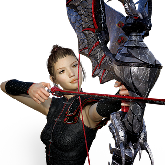 Archerwith Dragon Armor Bow PNG