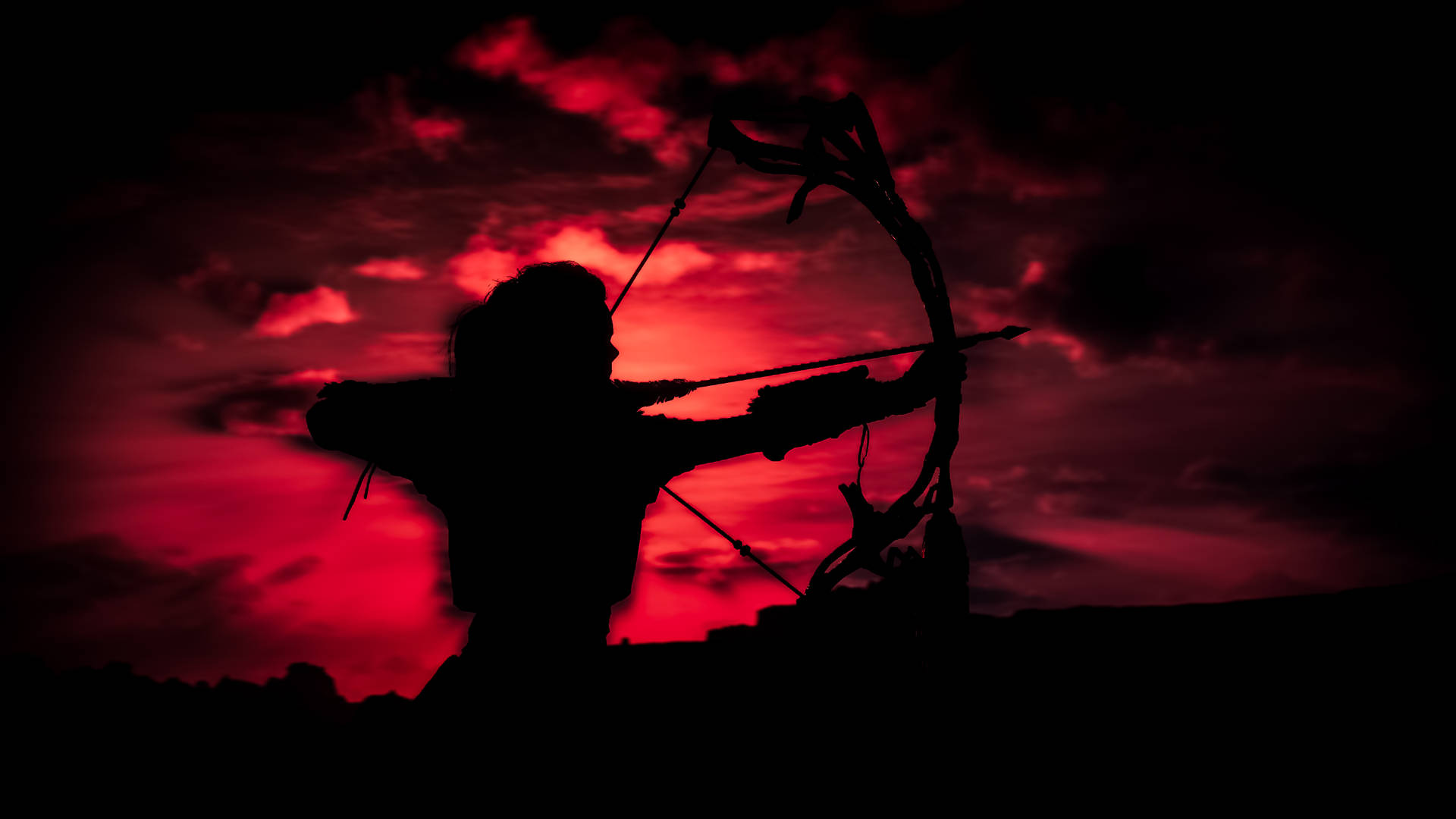 Archery Red Silhouette Wallpaper