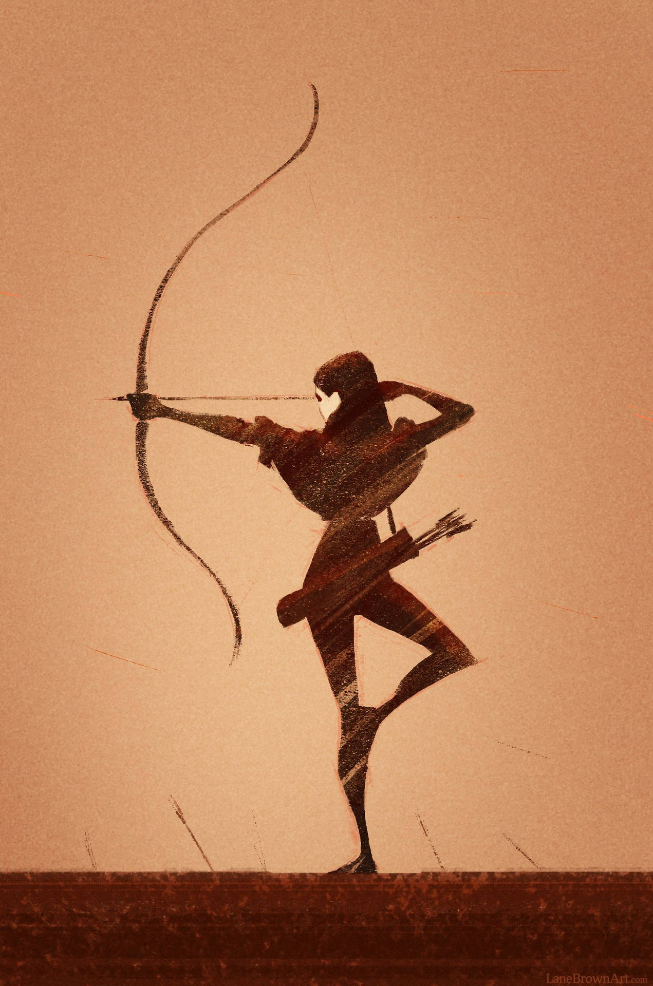 Woman Practicing Archery in Artistic Setting Wallpaper