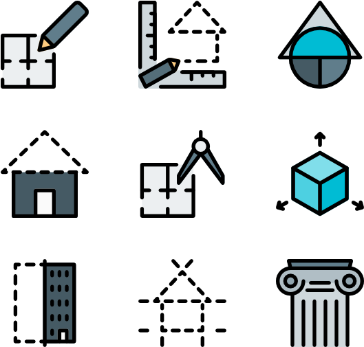 Architectural Design Icons Set PNG